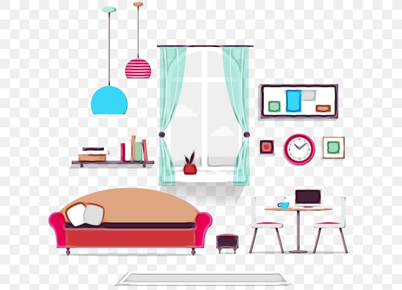 Watercolor Cartoon, PNG, 650x592px, Watercolor, Bed, Bedroom, Couch, Furniture Download Free