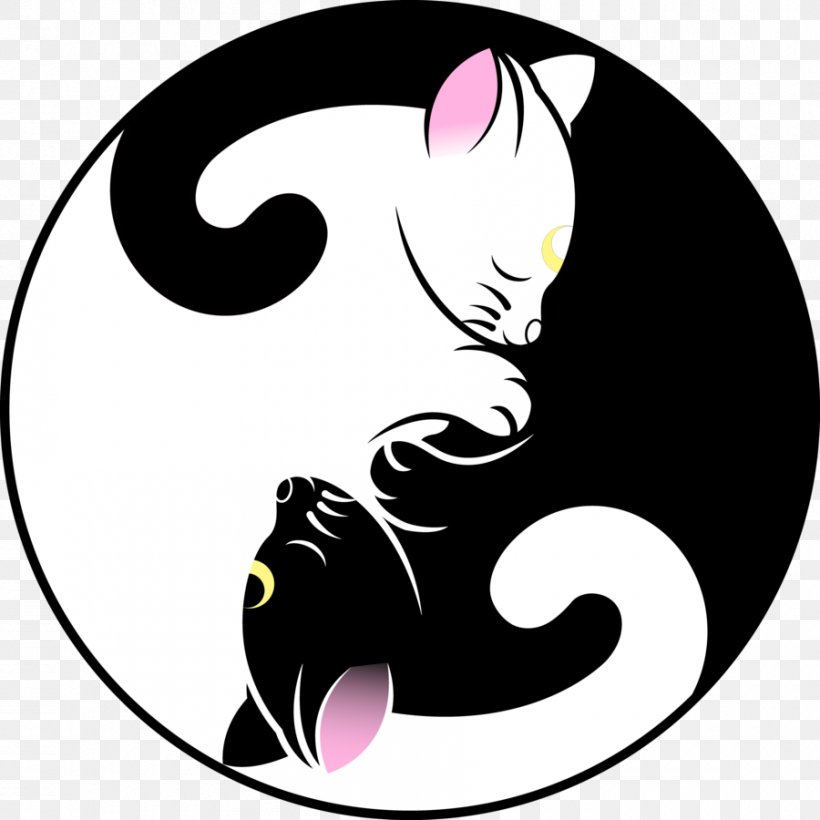 Luna Artemis Cat Kitten Yin And Yang, PNG, 900x900px, Watercolor, Cartoon, Flower, Frame, Heart Download Free
