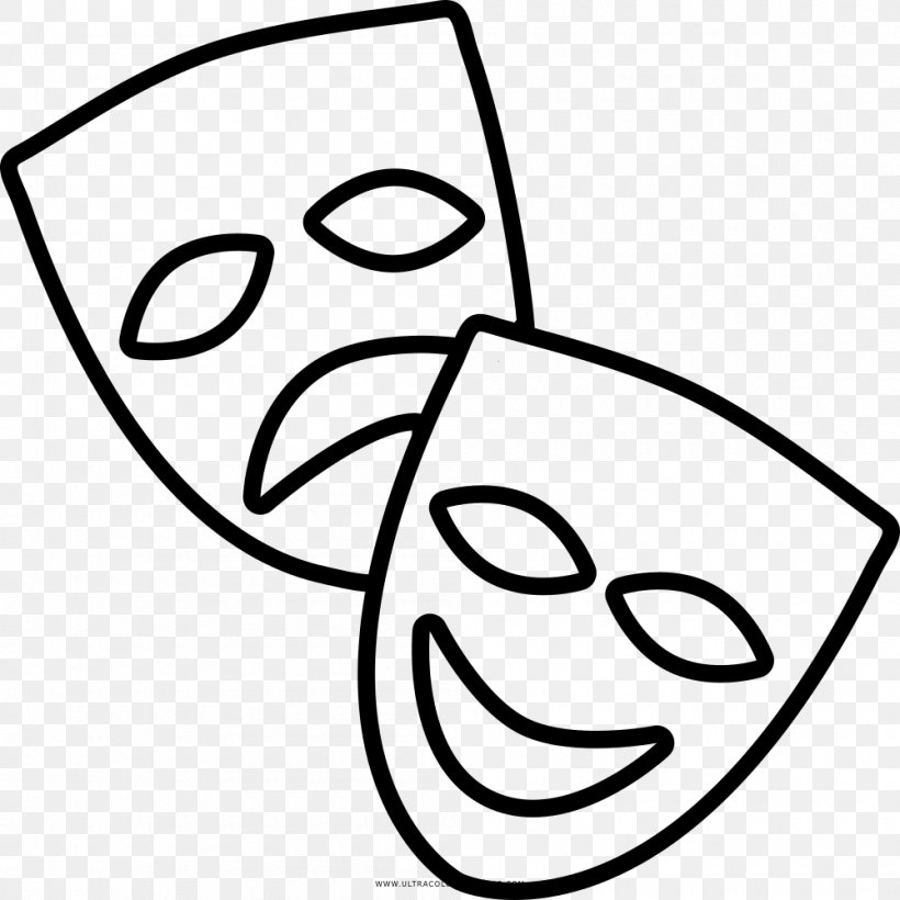 Theatre Mask Drama Drawing Tragedy, PNG, 1000x1000px, Theatre, Acting, Area, Art, Black And White Download Free