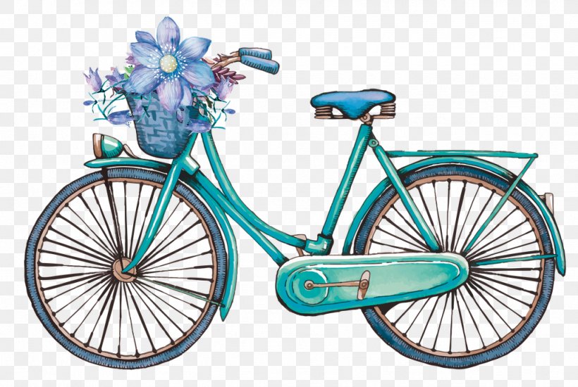 Bicycle Floral Design Flower 陈柯宇 Decorative Arts, PNG, 1024x687px, Bicycle, Art, Bicycle Accessory, Bicycle Drivetrain Part, Bicycle Frame Download Free