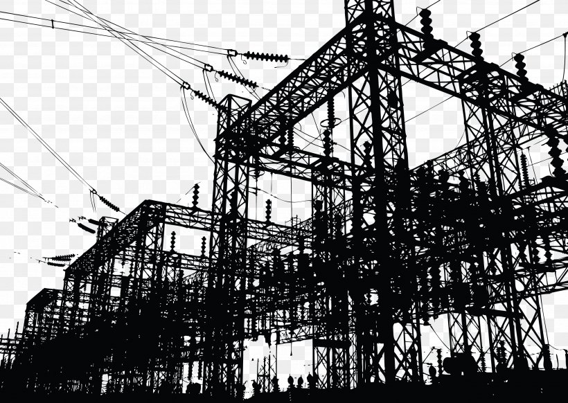 Electricity Power Station Electric Power Electrician, PNG, 3497x2485px, Electricity, Architecture, Black And White, Building, Electric Power Download Free