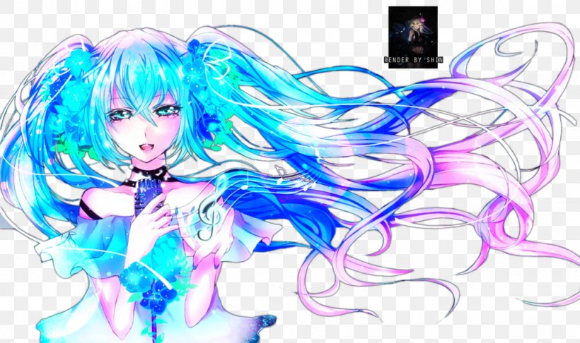 Hatsune Miku Art Vocaloid Rendering, PNG, 1024x607px, Watercolor, Cartoon, Flower, Frame, Heart Download Free