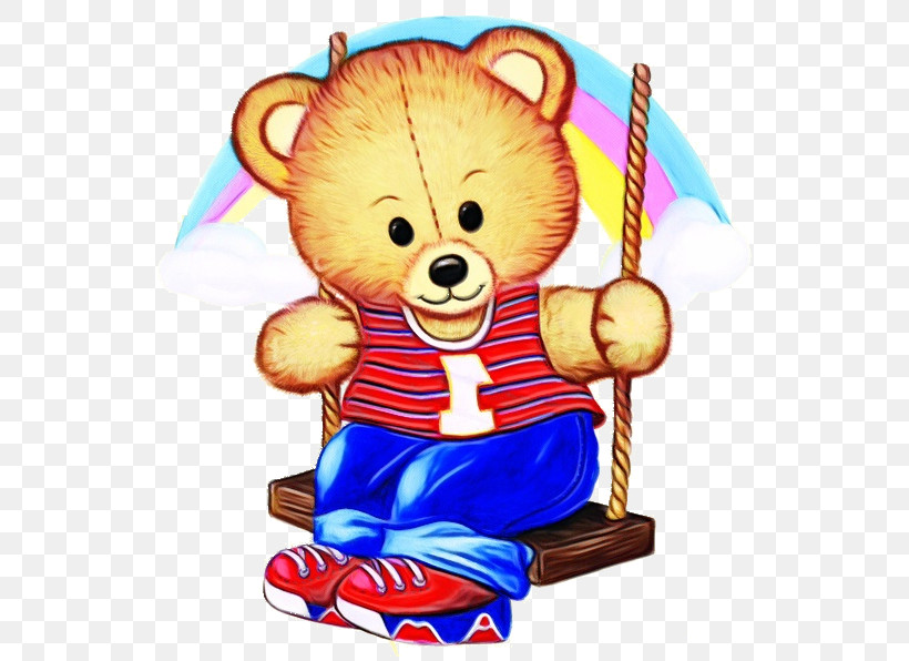 Teddy Bear, PNG, 600x596px, Watercolor, Bear, Cartoon, Paint, Sticker Download Free