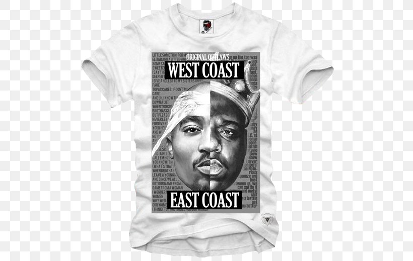 The Notorious B.I.G. T-shirt Biggie & Tupac East Coast–West Coast Hip Hop Rivalry, PNG, 519x519px, Notorious Big, Biggie Tupac, Black And White, Brand, Clothing Download Free