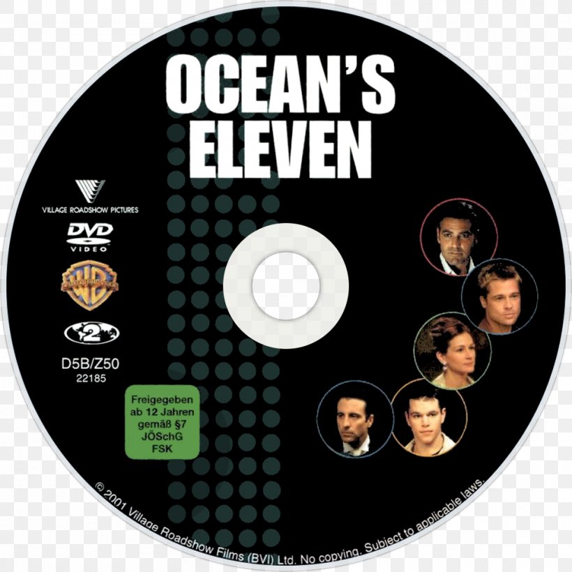 Danny Ocean YouTube Ocean's Film DVD, PNG, 1000x1000px, 2001 A Space Odyssey, Danny Ocean, Brad Pitt, Brand, Compact Disc Download Free