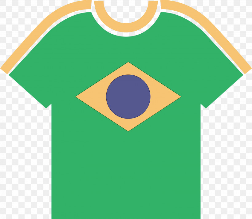T-shirt Shirt Sportswear Green, PNG, 3000x2617px, Watercolor, Flag, Flag Of Brazil, Green, Jersey Download Free