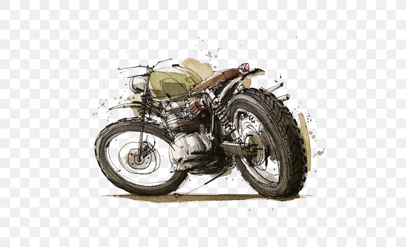 Motorcycle Drawing Art Watercolor Painting Illustration, PNG, 500x500px, Watercolor, Cartoon, Flower, Frame, Heart Download Free