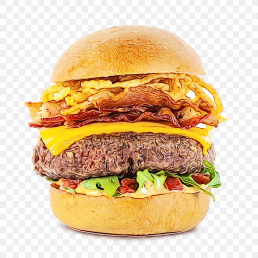 Hamburger, PNG, 1100x1100px, Watercolor, Burger King Premium Burgers, Cheeseburger, Cuisine, Dish Download Free