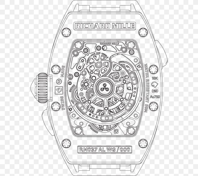Salon International De La Haute Horlogerie Richard Mille Watch Strap, PNG, 568x729px, Richard Mille, Area, Auto Part, Black And White, Calibre Download Free