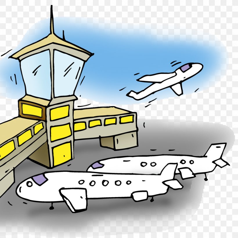 Clip Art Image Airport Illustration, PNG, 1000x1000px, Airport, Aerospace Engineering, Aircraft, Airplane, Cartoon Download Free