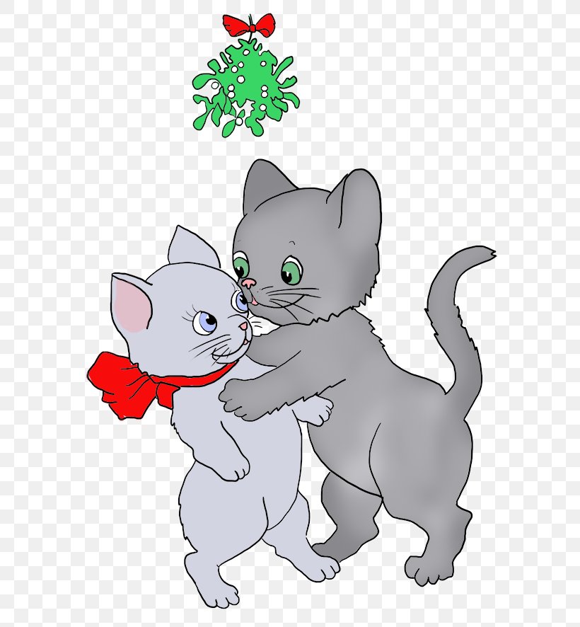 Mistletoe Christmas, PNG, 674x886px, Cat, Animation, Cartoon, Christmas Day, Kiss Download Free