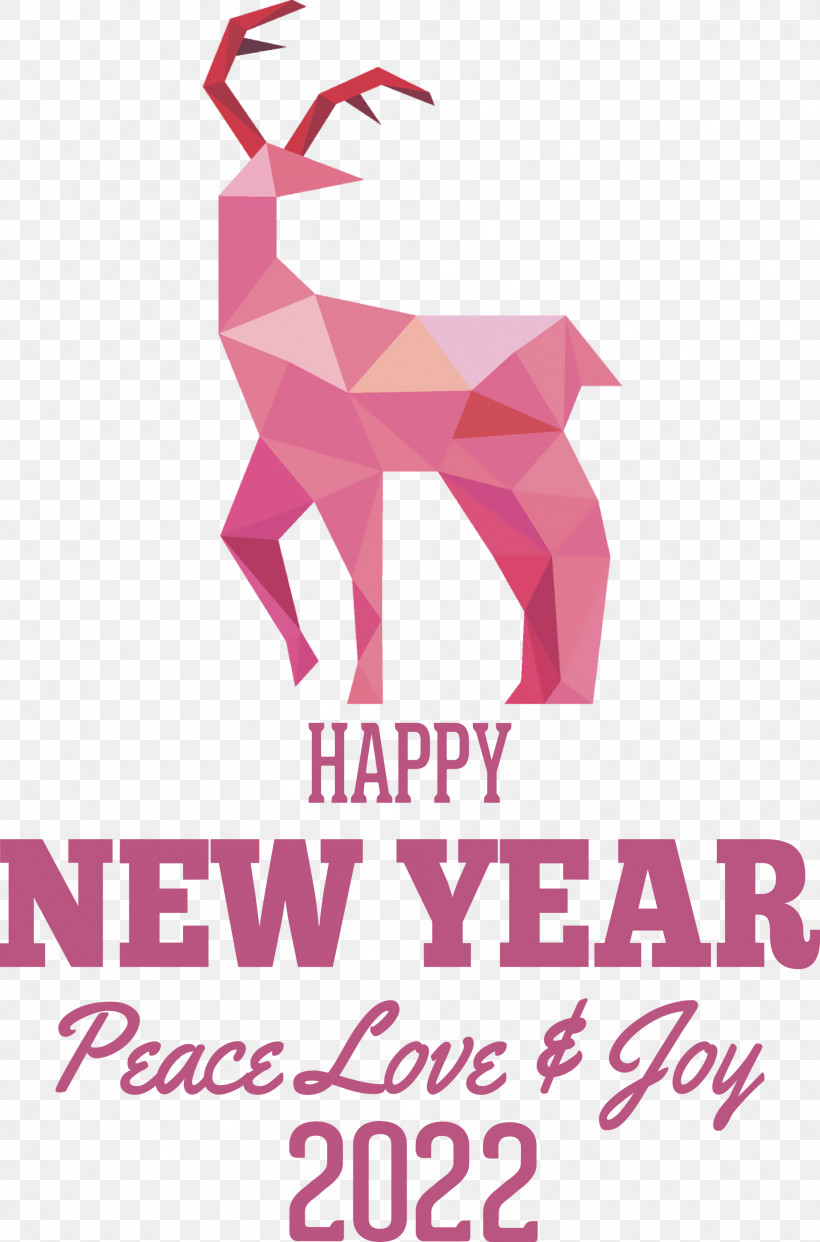 Happy New Year 2022 2022 New Year, PNG, 1980x3000px, Reindeer, Deer, Line, Logo, Pink M Download Free