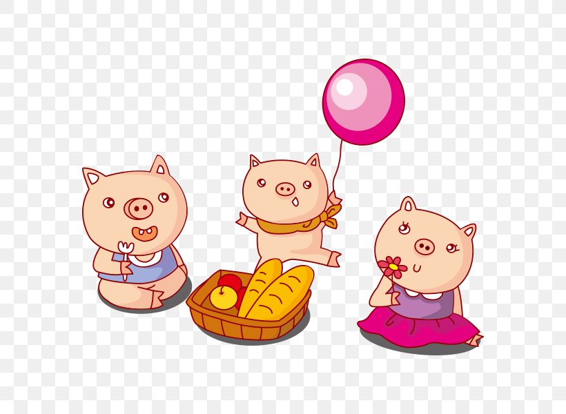 Vector Graphics The Three Little Pigs Clip Art Cartoon, PNG, 600x600px, Three Little Pigs, Animation, Art, Cartoon, Drawing Download Free