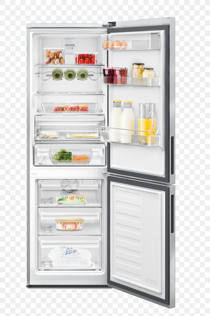 Refrigerator Grundig Freezers Home Appliance Auto-defrost, PNG, 1000x1500px, Refrigerator, Autodefrost, Consumer Electronics, Display Case, Freezers Download Free