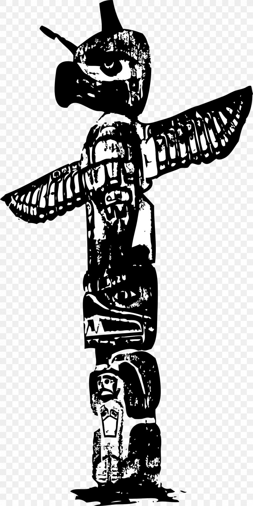 Totem Pole Native Americans In The United States Indigenous Peoples Of The Americas Tribe, PNG, 1200x2400px, Totem Pole, Art, Artifact, Black And White, Cherokee Download Free
