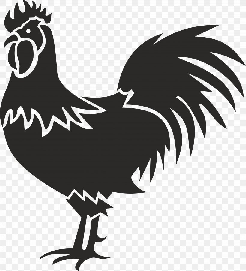 Chicken Rooster Clip Art, PNG, 5477x6037px, Chicken, Beak, Bird, Black And White, Cockfight Download Free