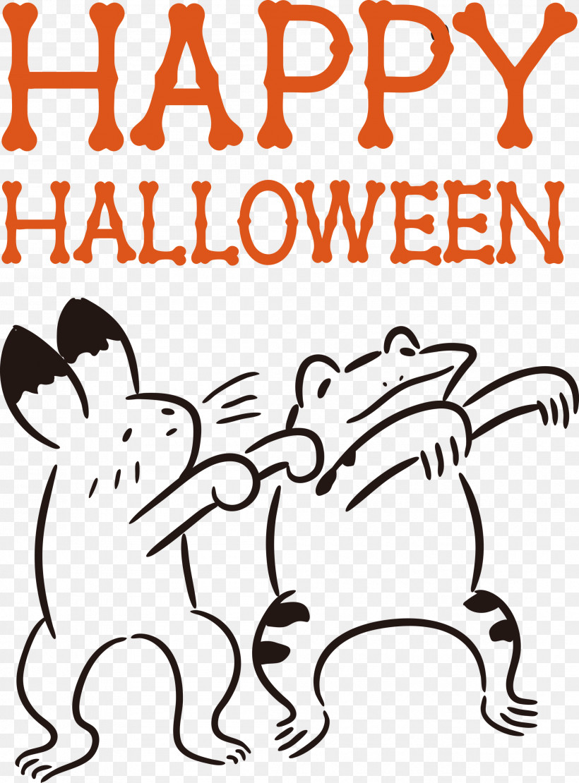 Happy Halloween, PNG, 2216x3000px, Happy Halloween, Black And White, Cartoon, Dog, Happiness Download Free