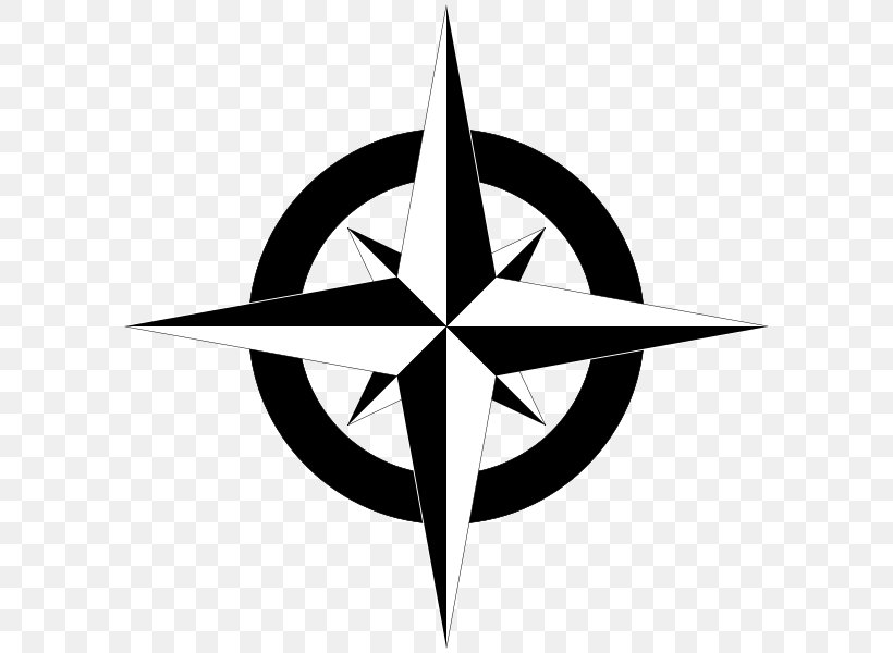 North Compass Rose Clip Art, PNG, 600x600px, North, Artwork, Black And White, Compass, Compass Rose Download Free
