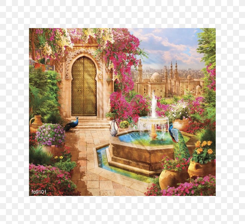 Painting Fresco Hanging Gardens Of Babylon Building, PNG, 625x750px, Painting, Architecture, Art, Backyard, Balcony Download Free