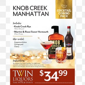 Manhattan Cocktail - Liqueur Rye Whiskey Advertising Knob Creek PNG