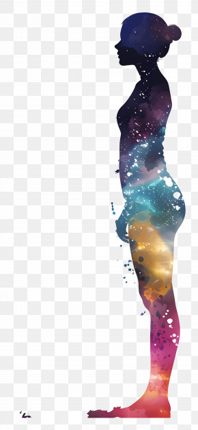 Standing Woman Silhouette - Galaxy Silhouette Of Woman PNG