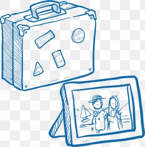 Pencil Sketch And - Suitcase Image Vector Graphics PNG