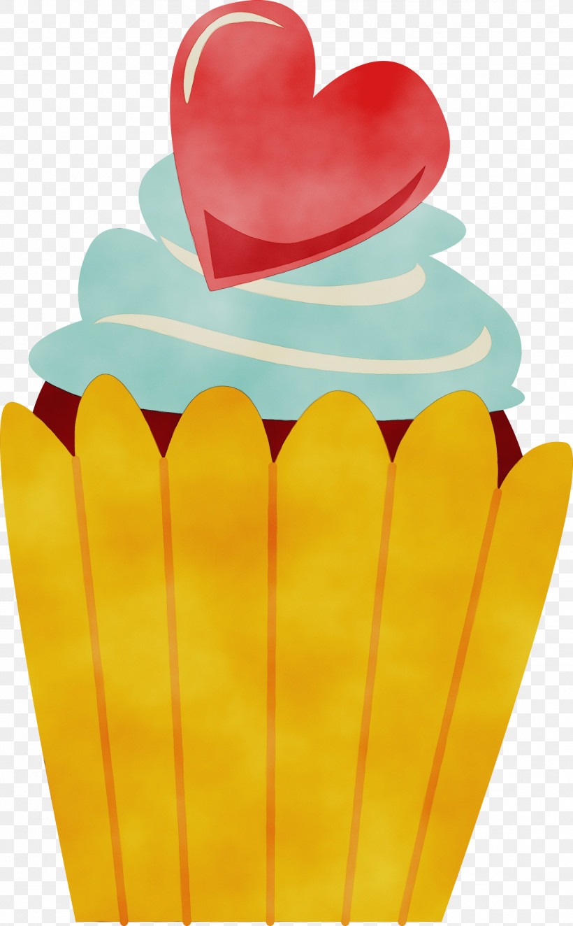 Baking Cup Yellow Baking Heart, PNG, 1857x3000px, Watercolor, Baking, Baking Cup, Heart, Paint Download Free