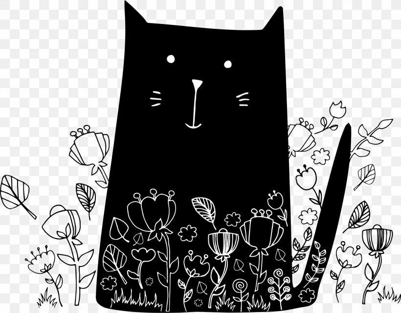 Cat Kitten Drawing Illustration, PNG, 1973x1542px, Cat, Animal, Black, Black And White, Black Cat Download Free