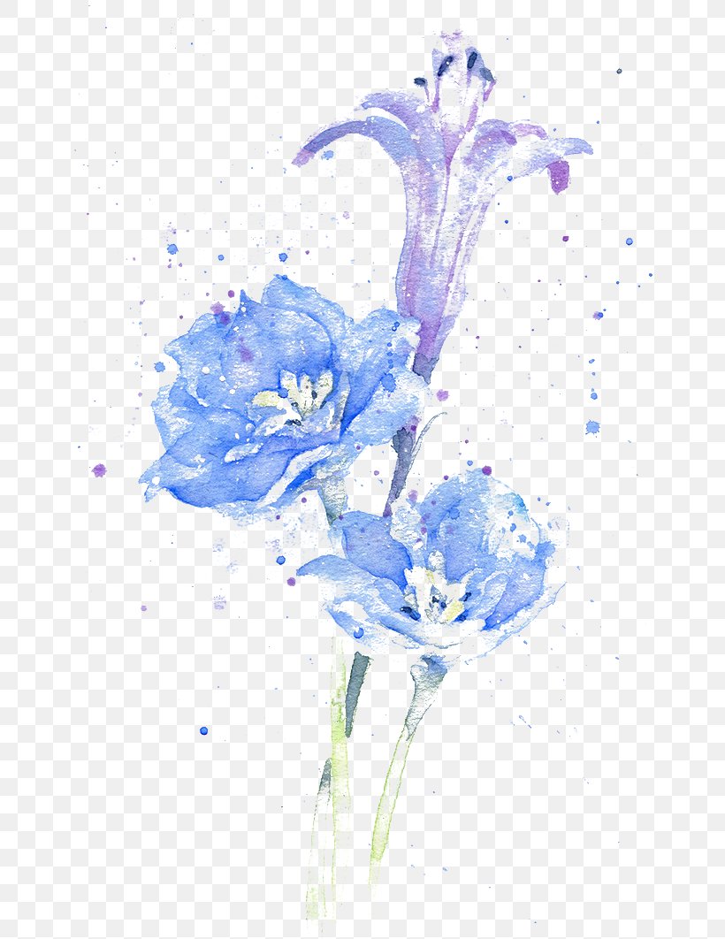 Flower Ink Watercolor Painting, PNG, 658x1062px, Watercolour Flowers, Blue, Blue Rose, Cobalt Blue, Color Download Free
