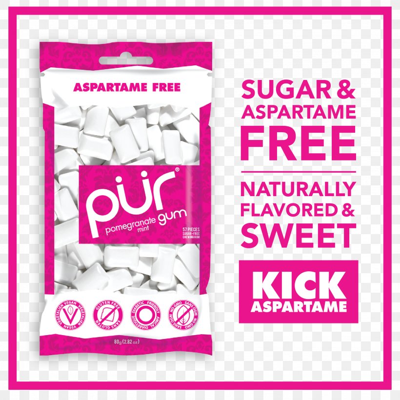 Chewing Gum Peppermint PÜR Gum Sugar Substitute, PNG, 2121x2121px, Chewing Gum, Aspartame, Brand, Chewing, Flavor Download Free