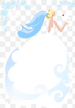 Wearing A White Dress With Beautiful Hand-painted Cartoon - Skirt Bride Clip Art PNG