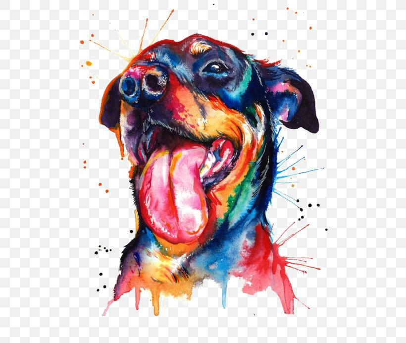 Watercolor Puppy, PNG, 564x692px, Rottweiler, Animal, Art, Canvas, Canvas Print Download Free