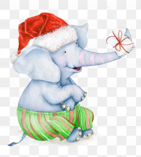 Painted Elephant - African Elephant Paper Christmas Clip Art PNG