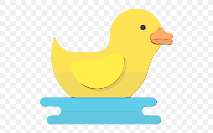 Bird Yellow Beak Rubber Ducky Ducks, Geese And Swans, PNG, 512x512px, Watercolor, Bath Toy, Beak, Bird, Duck Download Free