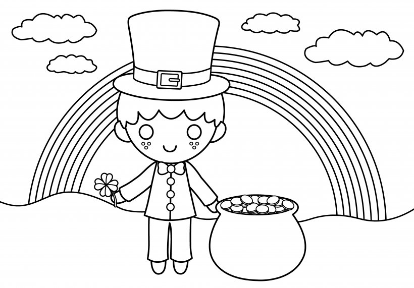 Ireland Coloring Book Leprechaun Saint Patrick's Day Child, PNG, 7640x5321px, Watercolor, Cartoon, Flower, Frame, Heart Download Free