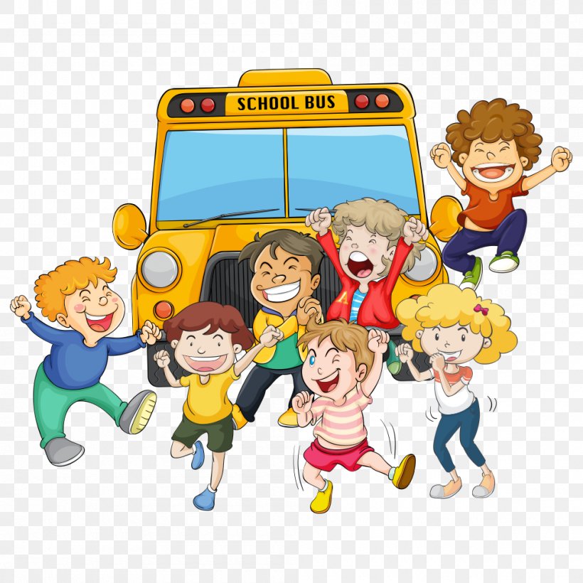 School Bus Student, PNG, 1000x1000px, Bus, Art, Cartoon, Child, Clip Art Download Free