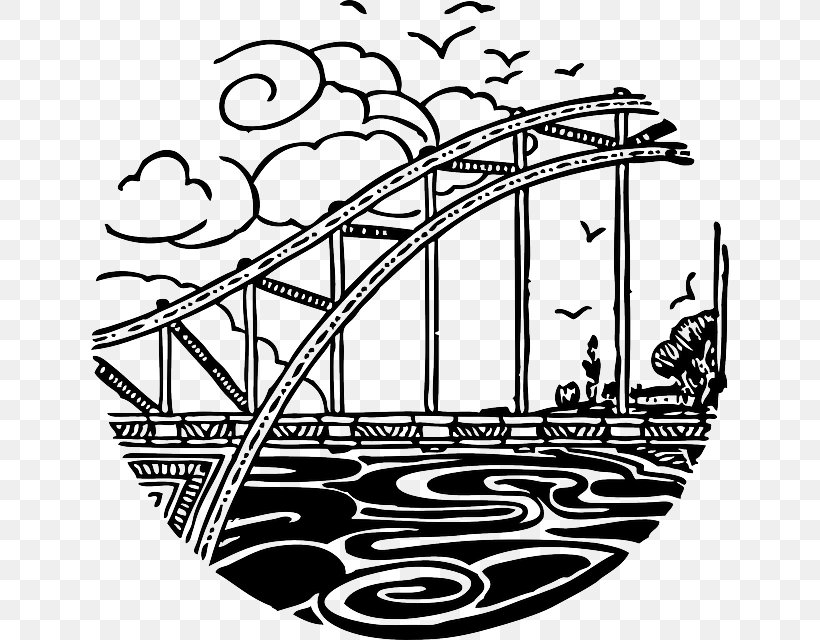Vector Graphics Clip Art Drawing Image, PNG, 638x640px, Drawing, Area, Art, Black And White, Bridge Download Free