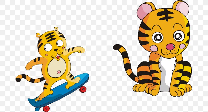 Tiger Cartoon Cuteness, PNG, 697x443px, Tiger, Animal, Animal Figure, Animal Sauvage, Area Download Free