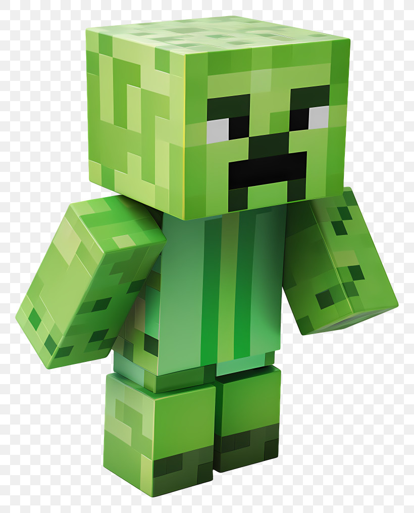 Minecraft Creeper - Minecraft Creeper Figurine In Cartoon Style PNG