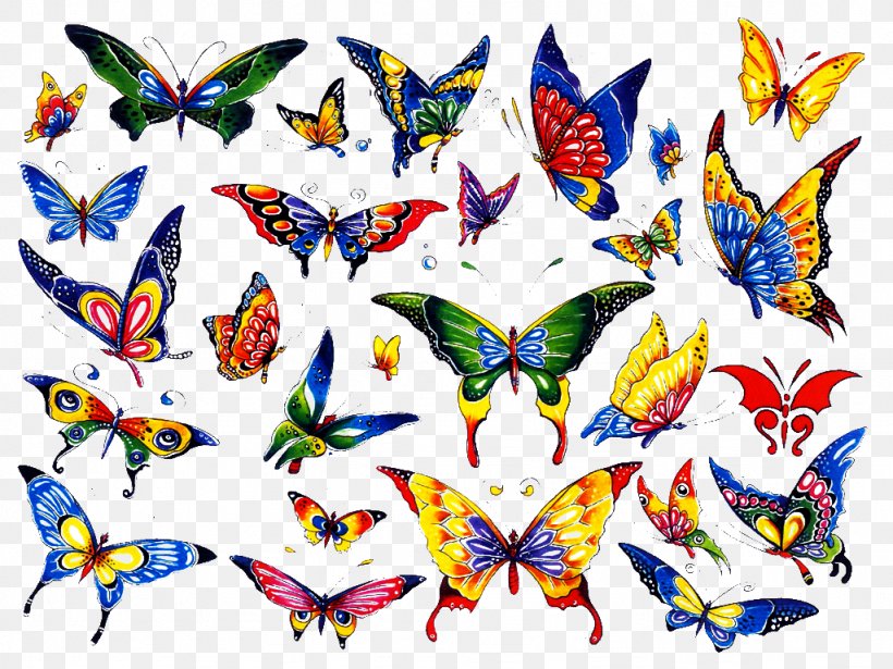 Butterfly Tattoo Color Clip Art, PNG, 1024x768px, Butterfly, Art, Artwork, Brush Footed Butterfly, Color Download Free