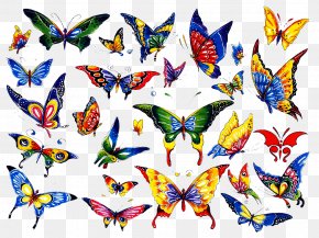 Cartoon Butterfly Tattoos - Butterfly Tattoo Color Clip Art PNG