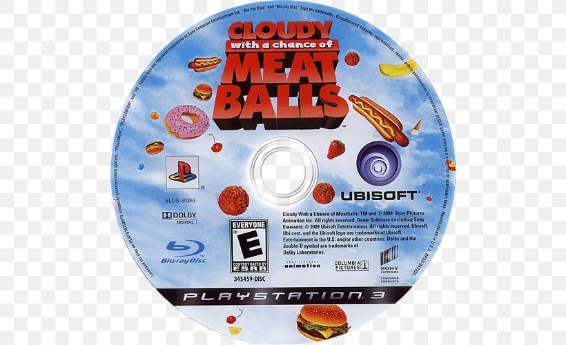 Cloudy With A Chance Of Meatballs Xbox 360 PlayStation 3 Compact Disc, PNG, 500x500px, 2017, Cloudy With A Chance Of Meatballs, Cinema, Compact Disc, Dvd Download Free