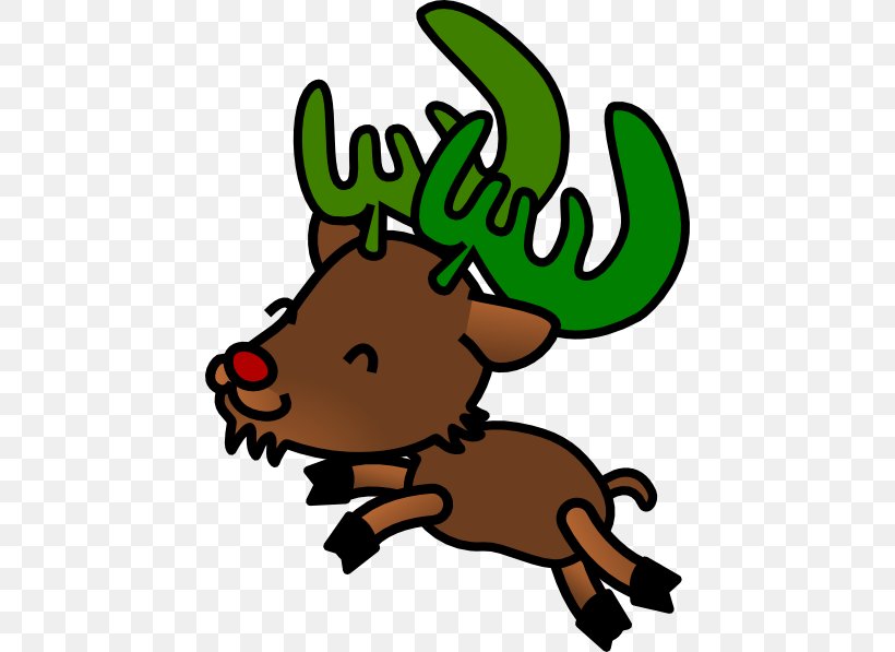 Rudolph Reindeer Santa Claus Clip Art, PNG, 444x597px, Rudolph, Antler, Artwork, Cattle Like Mammal, Christmas Day Download Free