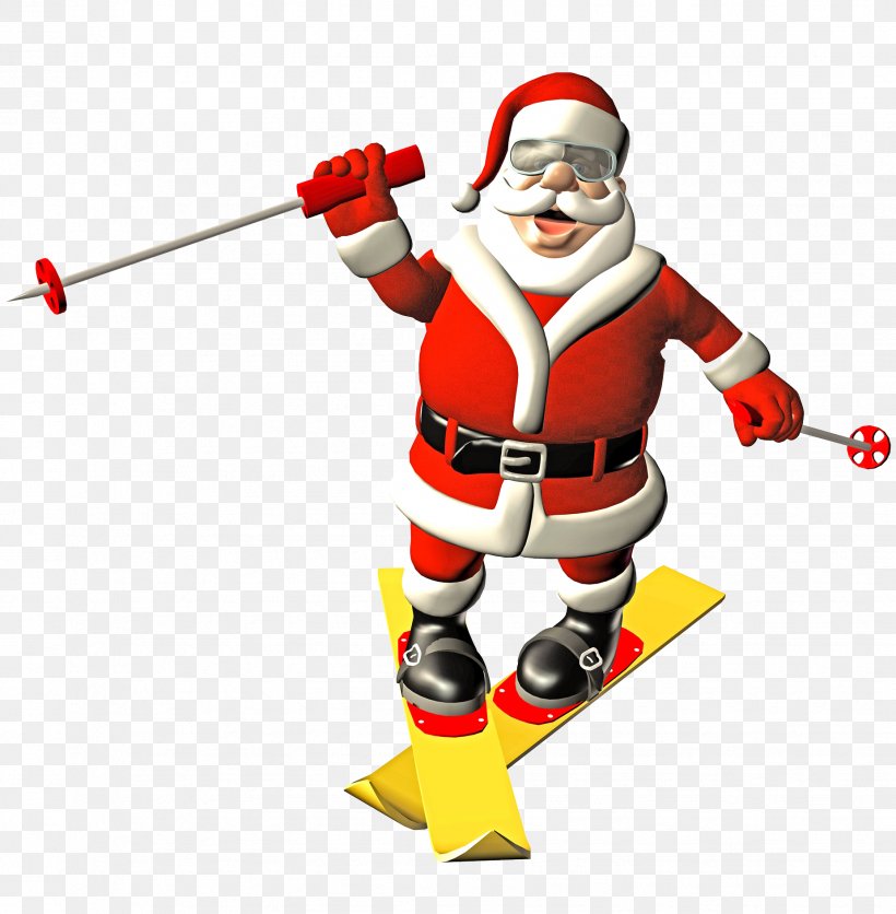Santa Claus Skiing Illustration, PNG, 1851x1889px, Santa Claus, Art, Cartoon, Christmas, Christmas Ornament Download Free