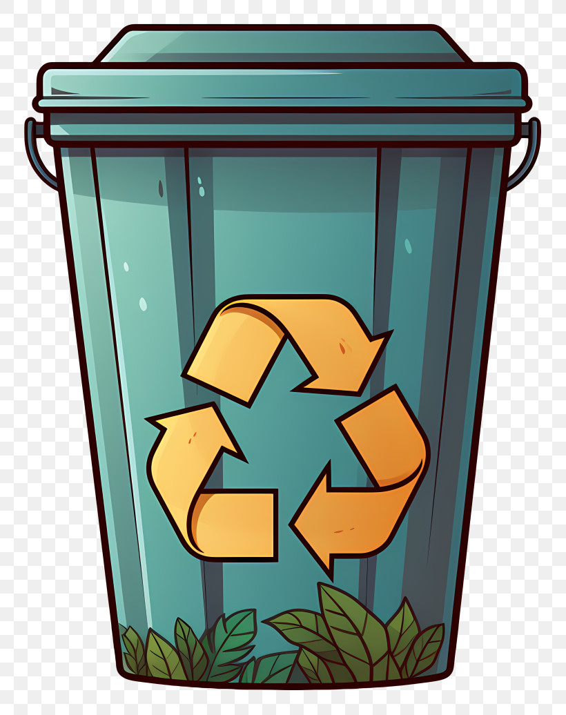 Flat Trash Can - Eco-Friendly Recycle Bin Illustration PNG