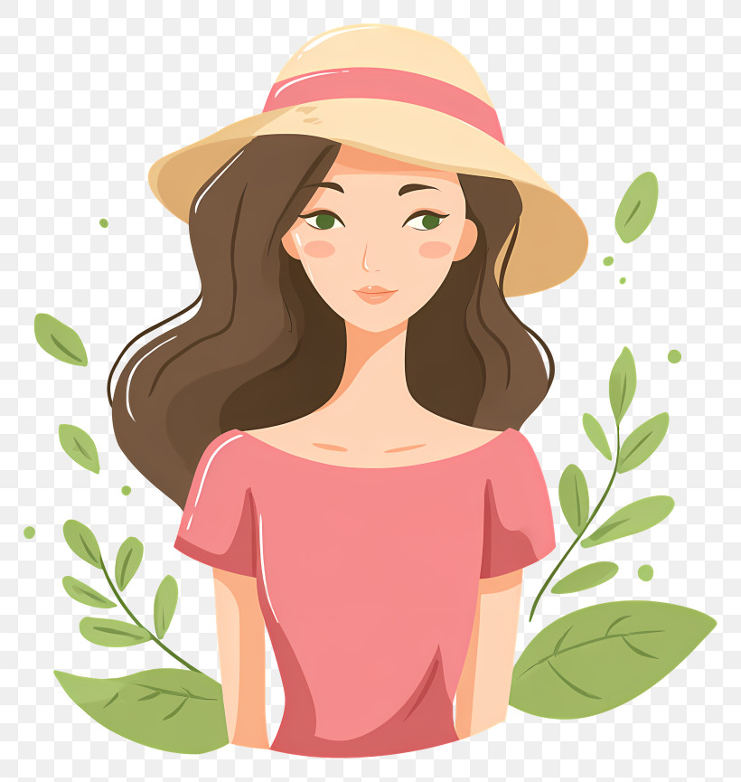 Eco Friendly Woman - Stylish Woman In Hat With Leaves PNG