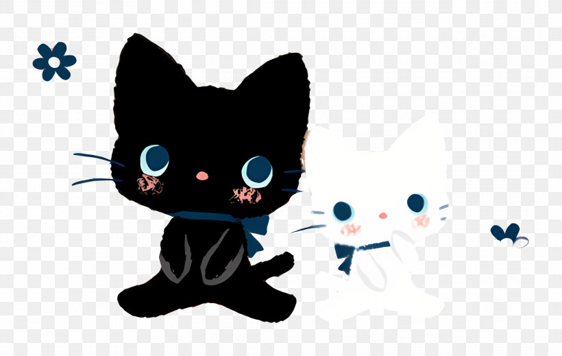 Nyokki Penne - Black And White Cartoon Cats PNG