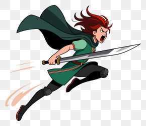 Andi - Leaping Red-haired Warrior PNG